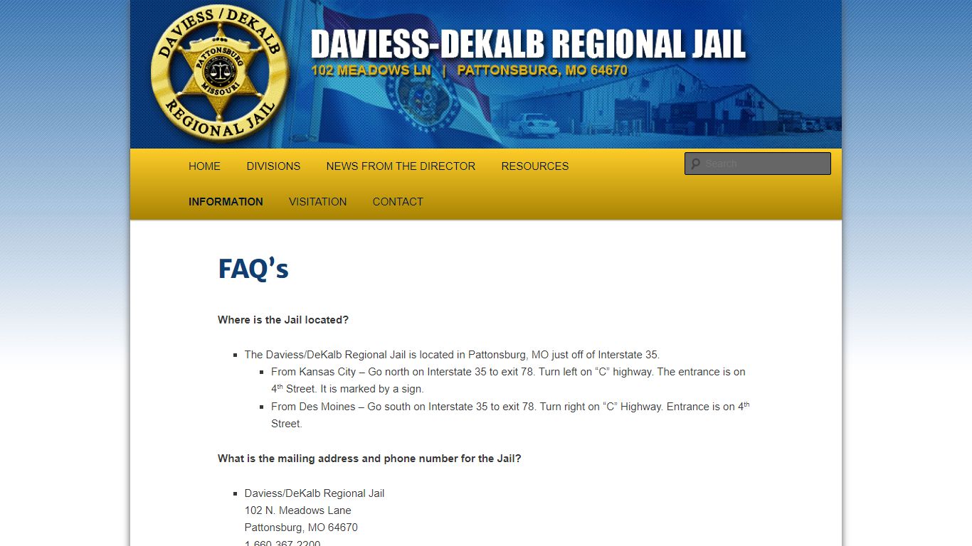 FAQ’s | Daviess/Dekalb Regional Jail Website